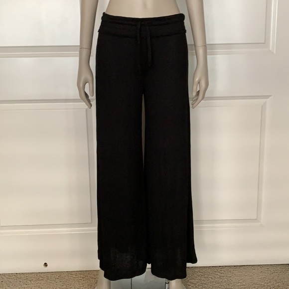 NWT! Maronie Grady Ribbed Wide Leg Black Palazzo - Picture 2 of 10